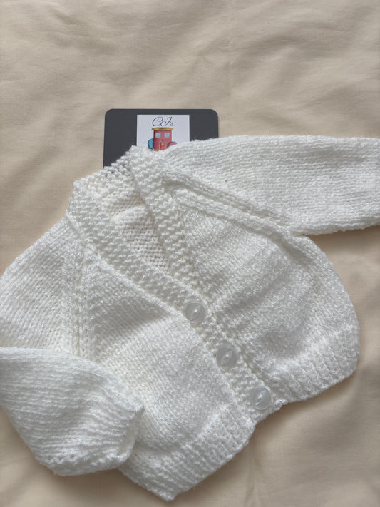 White Newborn Cardigan